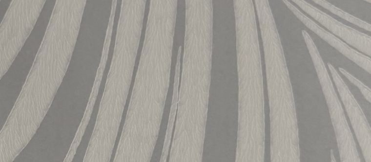 Pale grey wallcovering with large palm fronds
