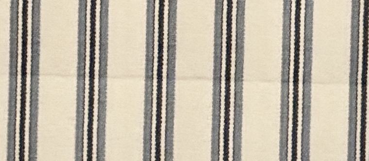 Cream wallcovering with narrow navy ticking stripes